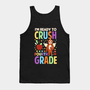 I'm Ready To Crush Fourth Grade Sloth Unicorn Back To School Tank Top